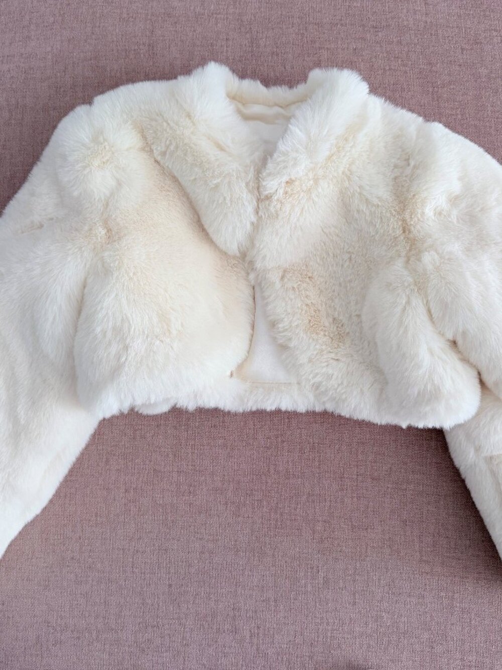 Girls Ivory Faux Fur Shrug (Size 8)